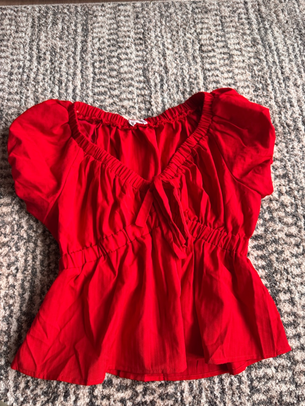 Sienna Sky Vibrant Red Puff Sleeve Peplum Top